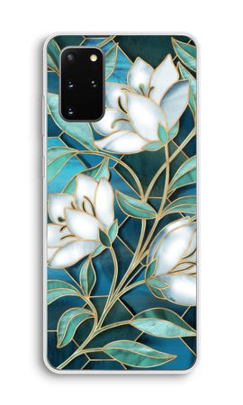 Blue stained glass flowers