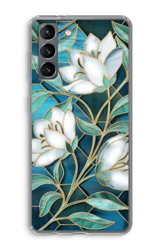 Blue stained glass flowers