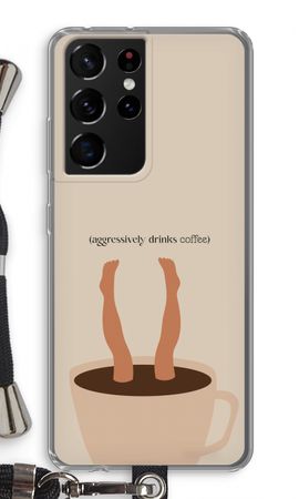 Aggressively drinks coffee