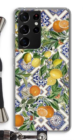 Blue tiles, lemons and oranges