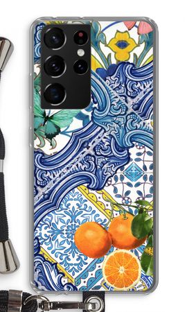 Blue tiles and oranges