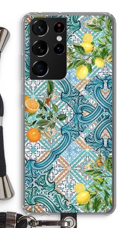 Blue tiles, lemons and oranges