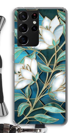 Blue stained glass flowers