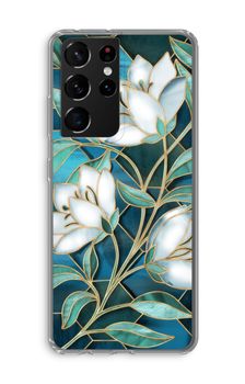 Blue stained glass flowers