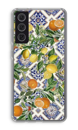 Blue tiles, lemons and oranges
