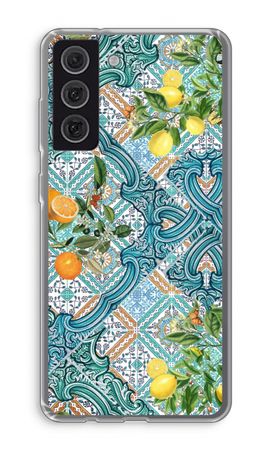 Blue tiles, lemons and oranges