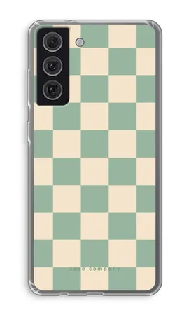 Checkered Mint, Samsung Galaxy S21 FE soft hoesje
