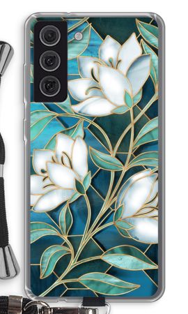 Blue stained glass flowers