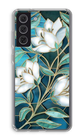 Blue stained glass flowers