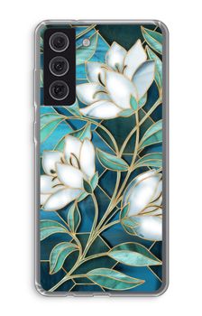 Blue stained glass flowers