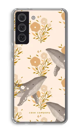 Floral Whales, Samsung Galaxy S21 FE pehmeä kotelo