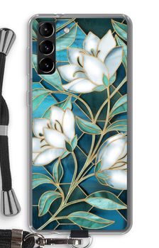 Blauwe glas-in-lood bloemen