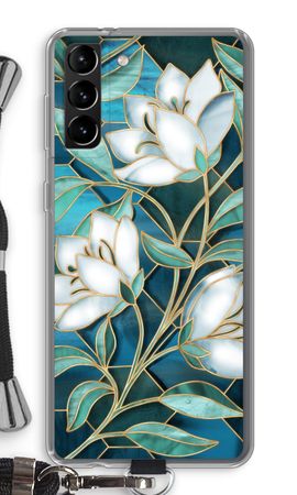 Blue stained glass flowers