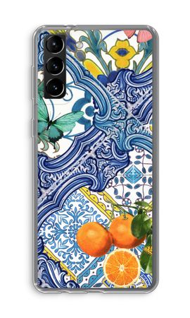 Blauwe tegels en appelsienen