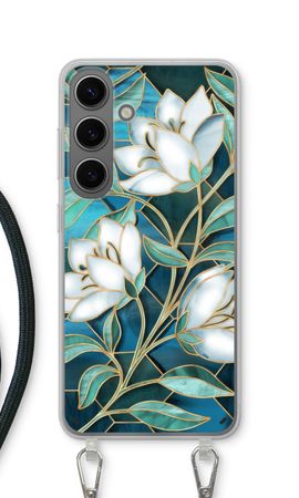 Blue stained glass flowers