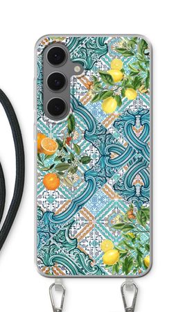 Blue tiles, lemons and oranges