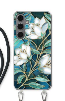 Blue stained glass flowers