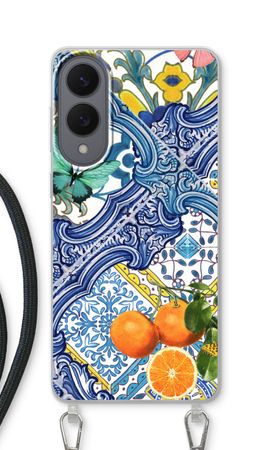 Blue tiles and oranges