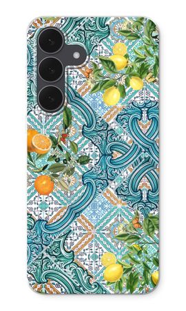 Blue tiles, lemons and oranges