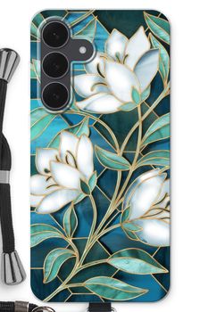 Blue stained glass flowers