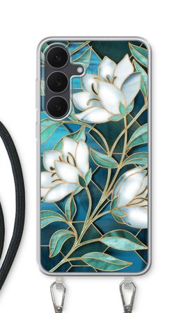 Blue stained glass flowers
