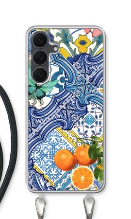 Blue tiles and oranges