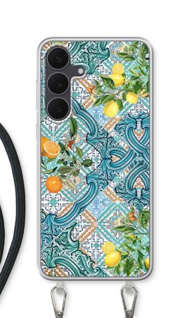 Blue tiles, lemons and oranges