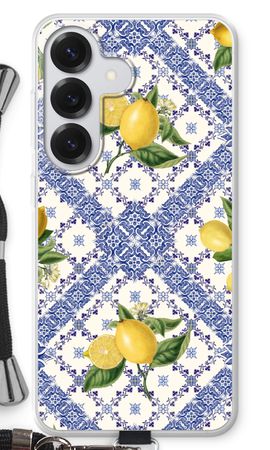Blå kakelplattor och citroner