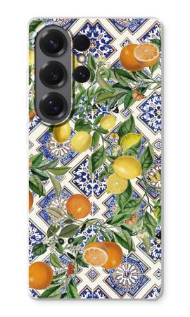 Blue tiles, lemons and oranges