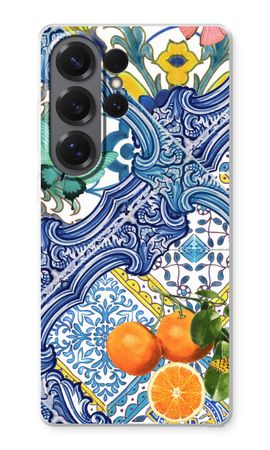 Blue tiles and oranges