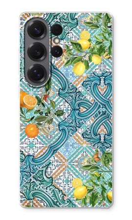 Blue tiles, lemons and oranges