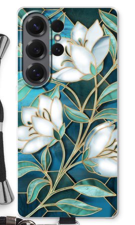 Blue stained glass flowers