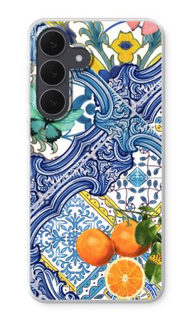 Carreaux bleus et oranges