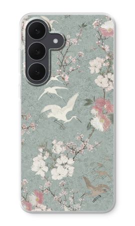 Japanese crane birds blossom