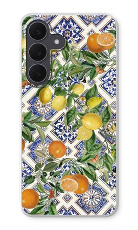 Carreaux bleus, citrons et oranges