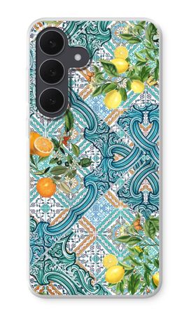 Carreaux bleus, citrons et oranges