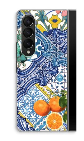 Blue tiles and oranges