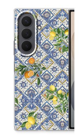 Blue tiles, lemons and oranges - small