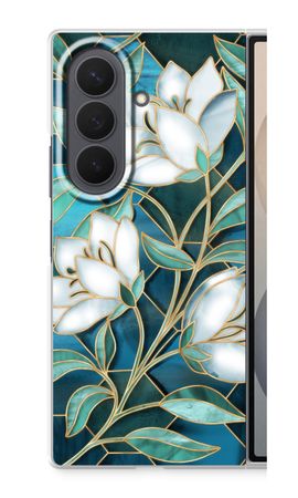 Blue stained glass flowers