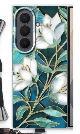 Fleurs en vitrail bleu