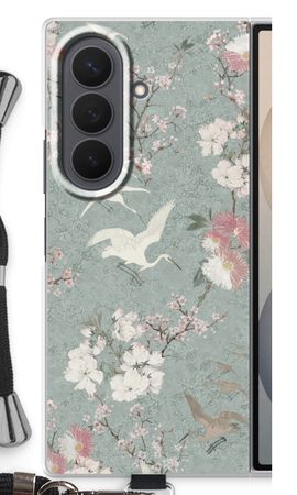 Japanese crane birds blossom