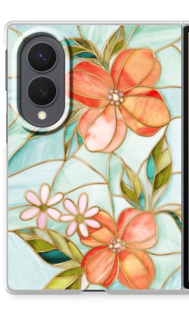 Orange stained glass flower