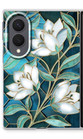 Blue stained glass flowers
