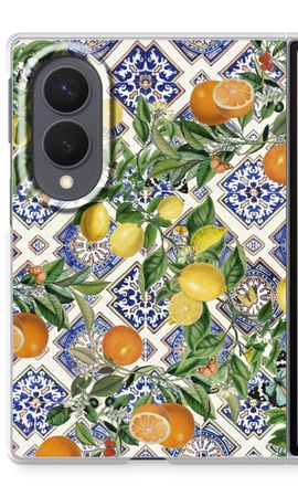 Blue tiles, lemons and oranges