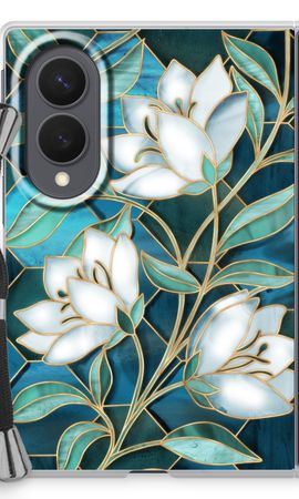 Blue stained glass flowers