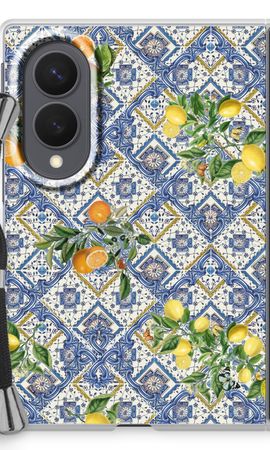 Blue tiles, lemons and oranges - small