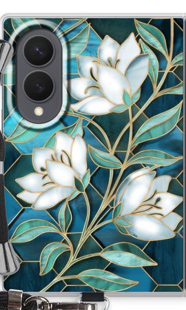 Blue stained glass flowers