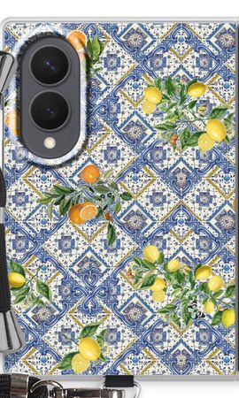 Blue tiles, lemons and oranges - small