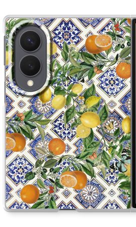 Blauwe tegels, citroenen en appelsienen