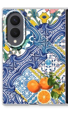 Blauwe tegels en appelsienen